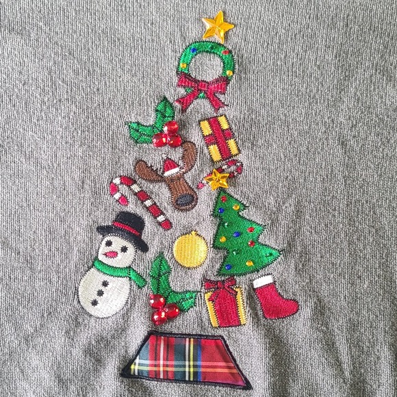 Karen Scott Sweaters - Karen Scott Large Sweater Christmas Tree Holiday Gift Embroidered Long Sleeve